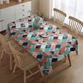 thumbnail image 2 of Orange Green White Checkerboard Checkered Rectangle Tablecloth 60"x84",Waterproof Polyester Rectangle Table Cloth, Wipeable Spillproof Polyester Tablecloth for Dining, Camping, Indoor and Outdoor, 2 of 5