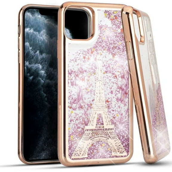 GSA Glitter Motion Paris Eiffel tower Case For Apple iPhone 11 Pro (5.8") Rose Gold