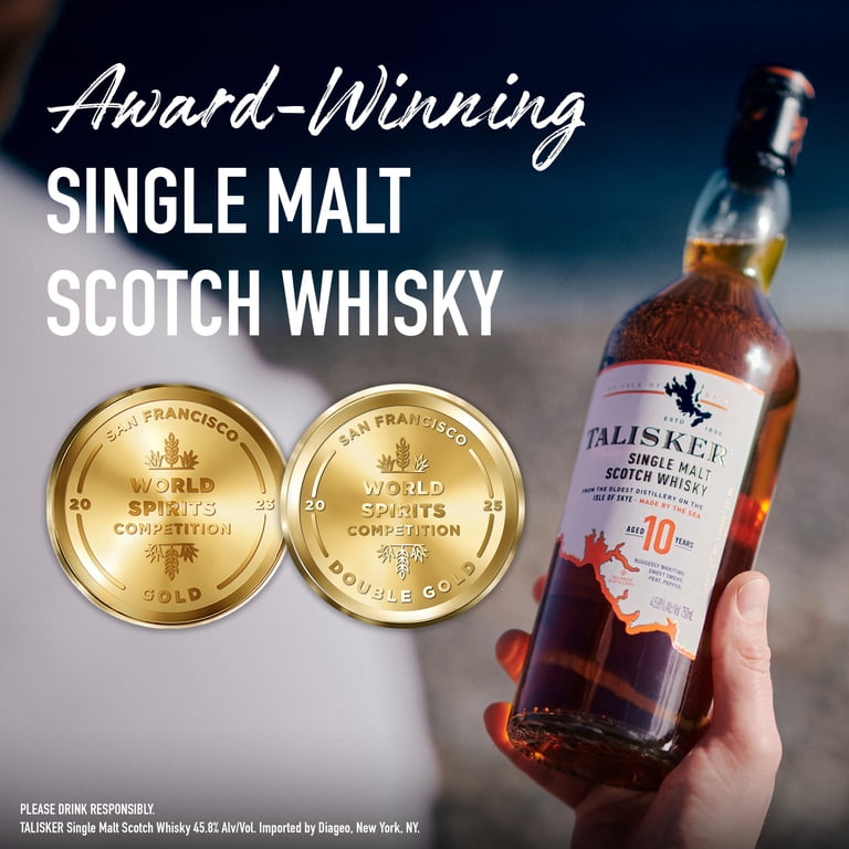 Talisker 10 Year Old Single Malt Scotch Whisky, 750 mL, 46% ABV