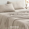 thumbnail image 6 of U by Bedsure Full Sheets Set, 4 Pieces Deep Pockets Cooling Soft Polyester Microfiber Bed Sheets Set, Beige, 6 of 11