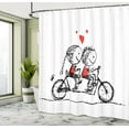 thumbnail image 5 of Ambesonne Love Shower Curtain, Couple Cycling Together, 69"Wx75"L, Black White Scarlet, 5 of 5