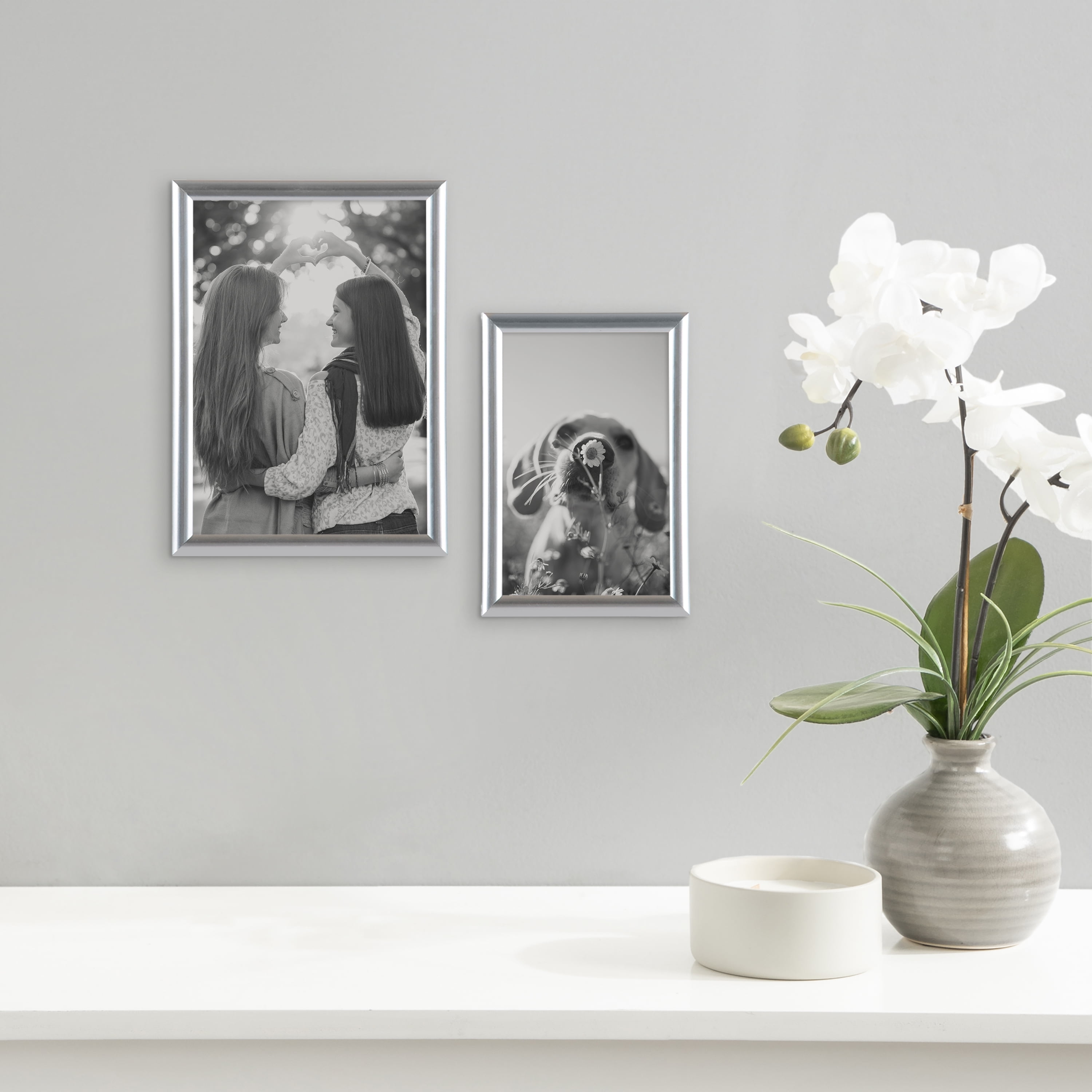 (3 pack) DesignOvation 5x7 Linear Silver Decorative Tabletop Picture Frame