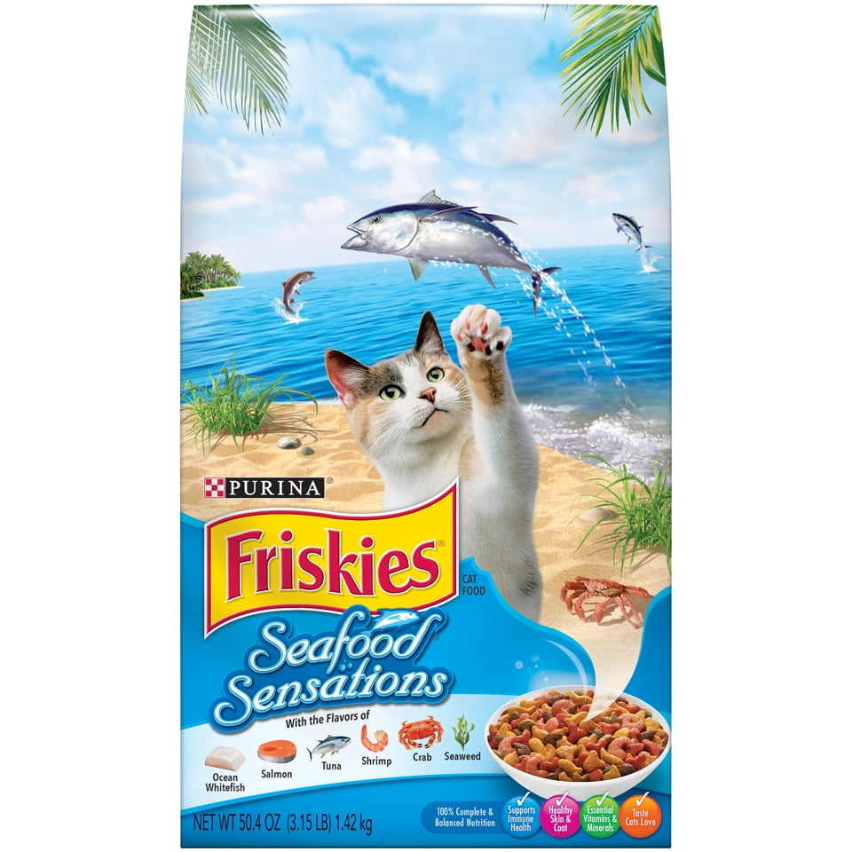 Friskies Dry Cat Food, Seafood Sensations, 3.15 lb. Bag