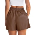 thumbnail image 3 of Womens Shorts Summer Elastic High Waist Zipper Button Tailored Shorts Casual Pleated Beach Vacation Clothes, 3 of 5