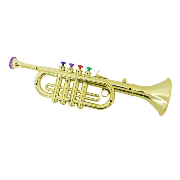 yotijay 34cm Trumpet Gift Wind Instrument w/ 3 colorful Lightweight Gold-Plated
