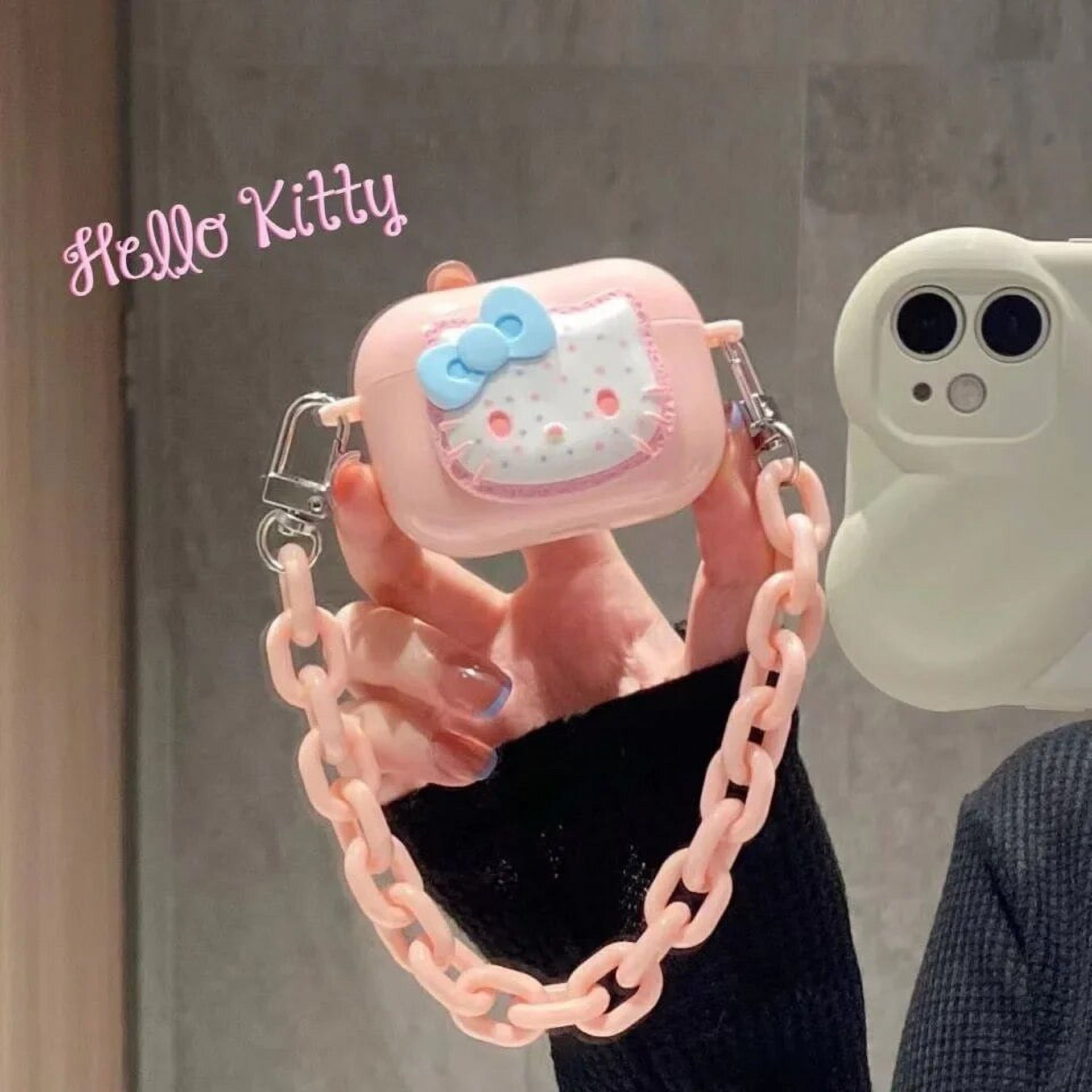 Hello Kitty Powder Chain for Apple AirPods 1 2 3 Case AirPods Pro 2 Case IPhone Earphone Accessories Air Pod Cover Y2k Anti-fall