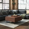 thumbnail image 2 of Simpli Home Shay Mid Century Square Coffee Table Ottoman with Hydraulic Lift Storage, Distressed Saddle Brown, 2 of 9