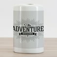 thumbnail image 2 of Adventure Ceramic Toothbrush Holder, Retro Beginning of the Adventure Words on White Backdrop Vintage, Decorative Versatile Countertop for Bathroom, 4.5" X 2.7", Black White, 2 of 4