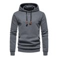 thumbnail image 2 of Sudadera básica con capucha para hombre, informal, de manga larga, a cuadros, 2 of 5