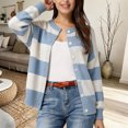 thumbnail image 2 of JIAYUE Women Crew Neck Cardigan Button‑Front Color Block Striped Knit Sweater Long Sleeve Stylish Tops for Festival Stylish, 2 of 5