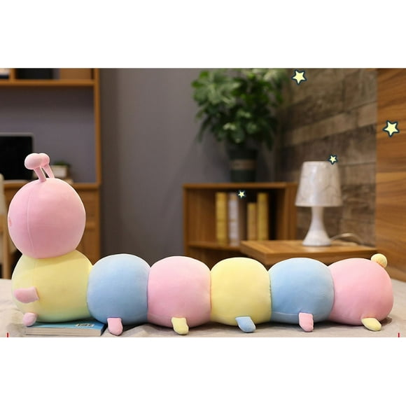 Oreiller de Sommeil Long Poupée en Peluche Chenille Crème Glacée Poudre 100cm Meilleur Cadeau pour Amis Enfants Adultes Cadeaux d'Anniversaire