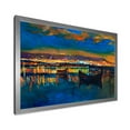 thumbnail image 2 of Designart 'Two Little Boats In The VIllage Harbor Ar Night' Nautical & Coastal Framed Art Print, 2 of 4