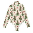 thumbnail image 3 of joogoo Christmas Tree Bows Women's Mock Turtle Neck Long Sleeve Bodysuit S, 3 of 8