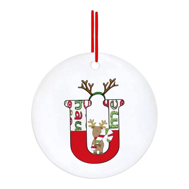 Fiudx Adornos Navideños con Letras Rojas, Alfabeto Acrílico, Colgante con Nombre Personalizado, Decoración Festiva para El Hogar, Diseño de Símbolos Clásicos, Regalo Ideal, 7 X 7 Cm