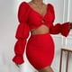 thumbnail image 4 of Conjuntos de blusa de manga larga y minivestido con cuello en V para mujer a la moda de 2 piezas Wmkox8yi  bvn772, 4 of 9