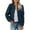 Navy, variant on Women's Coat Casual Lapel Fuzzy Shearling Zipper Coats Warm Winter Oversized Outwear Jackets Gold, XXL