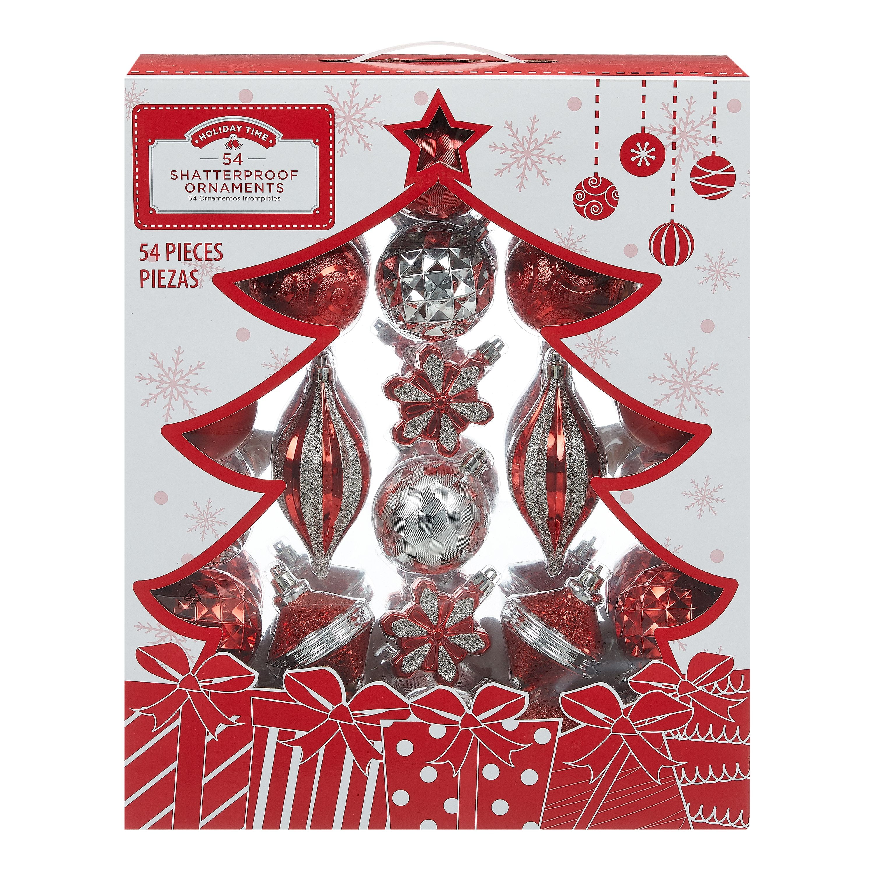 Ornaments Shatterproof Walmart Holiday Silver.