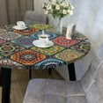 thumbnail image 3 of Elastic Round Tablecloth Fitted Washable Fitted Table Cover for Indoor and Outdoor Dining Table Cloth Protector,45"- 54", 3 of 6
