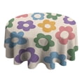 thumbnail image 4 of Colorful Daisy Flower Silhouette Pattern Round Tablecloth 60"x60",Wrinkle Wipeable Table Cloth for Kitchen Dining Room Picnic Patio Party, 4 of 6