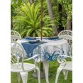thumbnail image 3 of Outdoor Tablecloth with Umbrella Hole for Patio/Picnic/Party/Camping, Blue Coastal Starfish Waterproof Table Cloth Round Cover Washable, Summer Ocean Sea Corals Wooden Grain (Dia 54"), 3 of 9