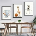 thumbnail image 2 of Jungle Animals Kids Room Wall Decor Set of 3 Rhino Lion Tiger and Olive Soccer Puck Canvas Print Watercolor Animal Poster Baby Boy Sports Decor Art Painting, 2 of 6