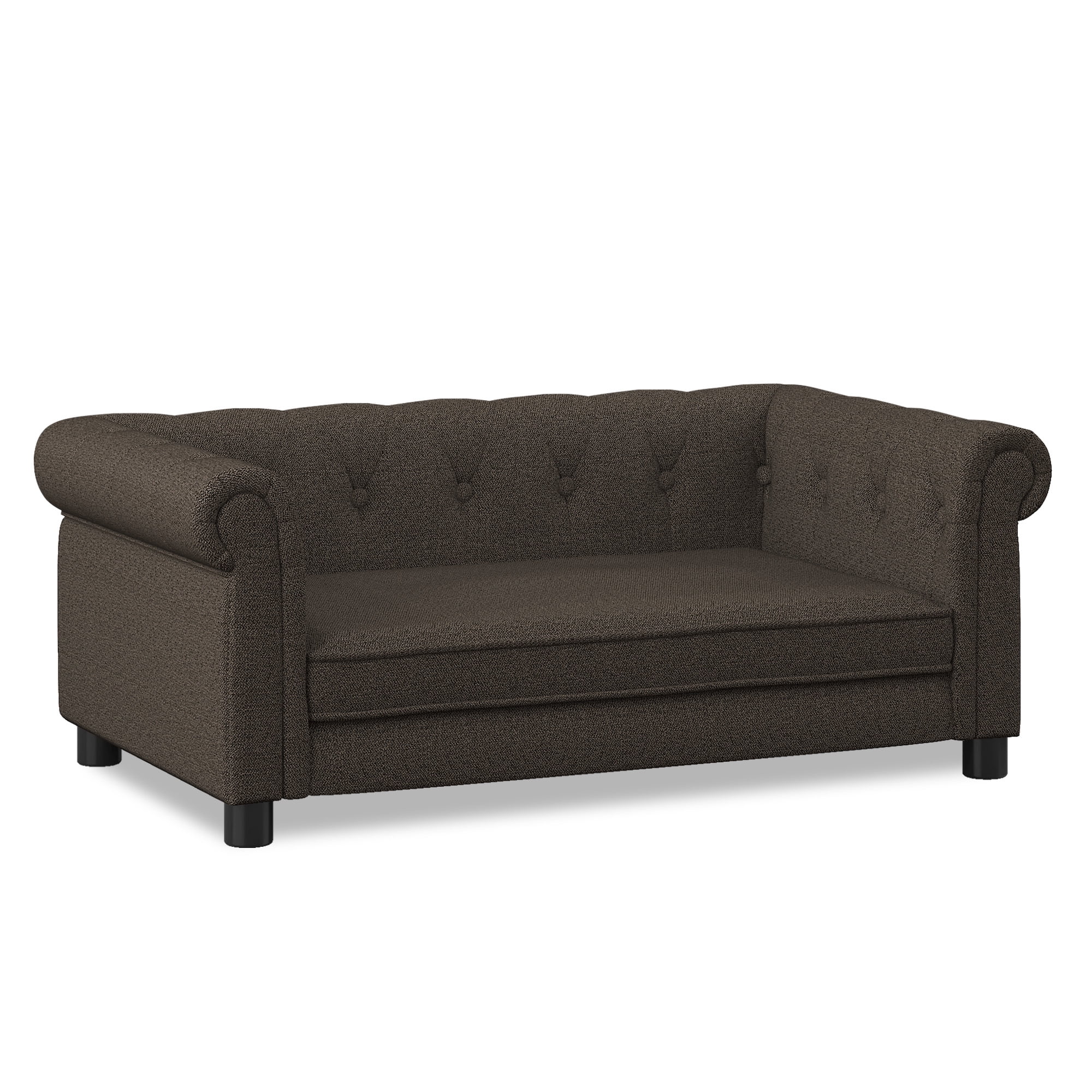 Jopath Dog Sofa, Durable Elevated Dog Sofa Bed Fashionable Linen Fabric Rectangular Pet Bed for Small and Medium-Sized Dogs Dark Brown