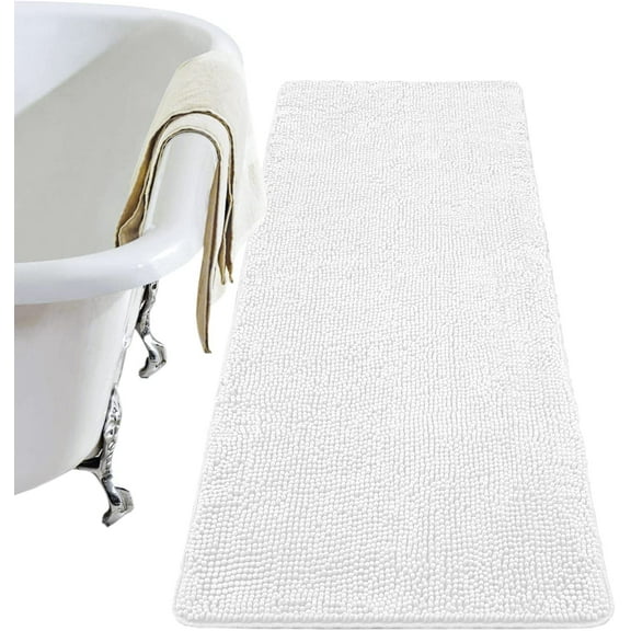 Softlife Luxury Soft Bathroom Non-Slip Rug Shaggy Bath Mat,24"x60",White