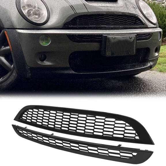 HOWEN Honeycomb Mesh Front Grille Upper&Lower Compatible with 2002-06 Mini Cooper & S R50 R52 R53