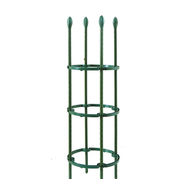 Climbing Plant Support Pillar, Plastic-Coated Steel Trellis for Pitaya and Climbing Roses, Heavy Duty Vertical Garden Stake for Ivy and Potted Plants, 48-Inch Black Floral Support Frame, A