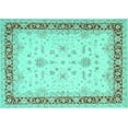 thumbnail image 1 of Ahgly Company Machine Washable Indoor Rectangle Oriental Turquoise Blue Traditional Area Rugs, 5' x 7', 1 of 4