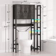 thumbnail image 5 of iSunirm Over The Toilet Storage Cabinet with Doors, 7 Tier Freestanding Bathroom Organizer with Adjustable Shelf & 4 Hooks for Bathroom, Restroom, Laundry, Black Oak, 5 of 7