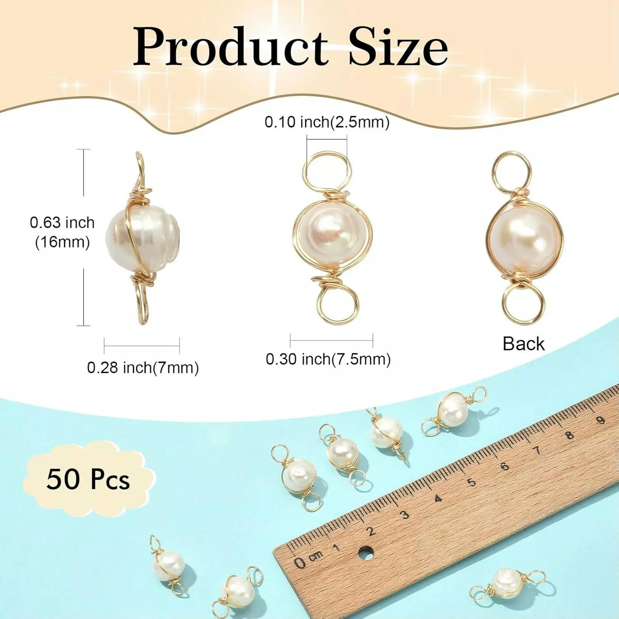 U8MO 50x Natural Freshwater Pearl Beads Links Charms for DIY Bracelet Jewelry Making
