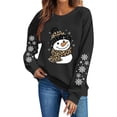 thumbnail image 2 of Women's Snowman Graphic Sweatshirt Crew Neck Long Sleeve Snowflake Sleeve Casual Pullover Top, 2 of 6