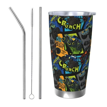 

Zeuib Off-Road Vehicle Printed 20oz Stainless Steel Insulated Car Cup Stainless Steel Thermal Cup Vacuum Insulated Leak-proof Travel Mug Cup-Straw Three-piece Set