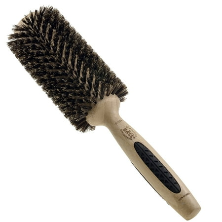 P Series | Straighten & Curl Round Hair Brush | Deluxe Length Styling Head | 100% Premium Natural Bristle | Pure Bamboo Handle | Large Barrel | Model P104