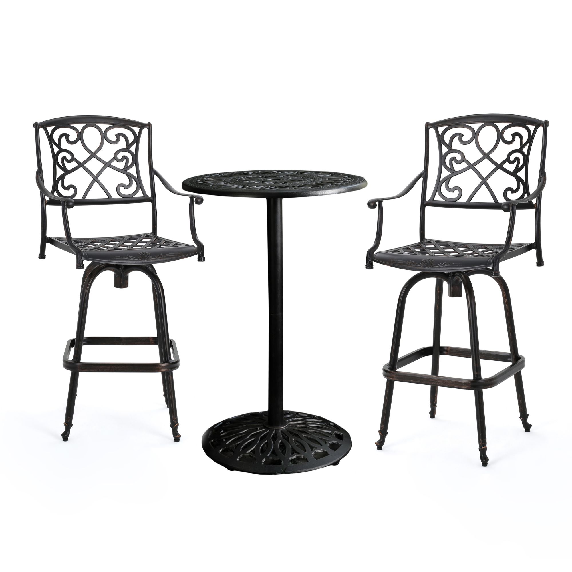 3pc Brown Contemporary Outdoor Patio Bistro Bar Set 49"