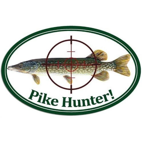 Oval Pike Hunter Fishing 3M Reflective sticker| Fish Fishing Decal