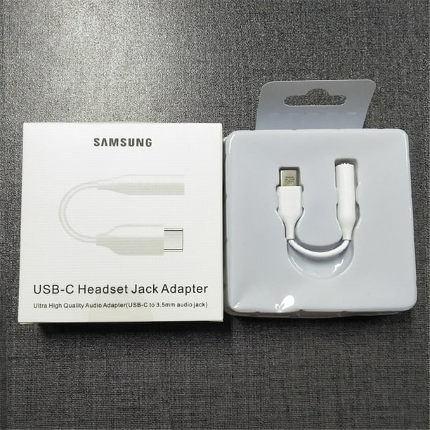 Adaptateur de casque USB Type C à 3,5 mm AUX pour Samsung Galaxy Note 10  Plus 10+ A90 A80 A60 A8S Blanc avec boîte 