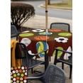 thumbnail image 5 of Outdoor Tablecloths with Umbrella Hole & Zipper, Brown Balls 54x54 Inch Square Tablecloths, Baseball Tennis Basketball Football Waterproof Table Cloth, Patio/Pool/Picnic Table Covers, 5 of 8