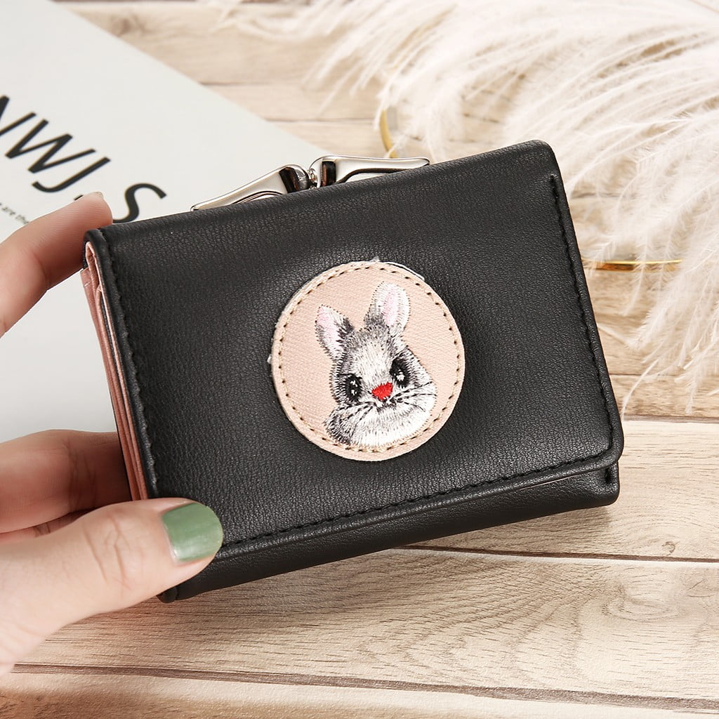 JCXAGR - 【JCXAGR】New Short Female Clip Wallet Embroidery Cute Mini Coin Purse Card Package ...