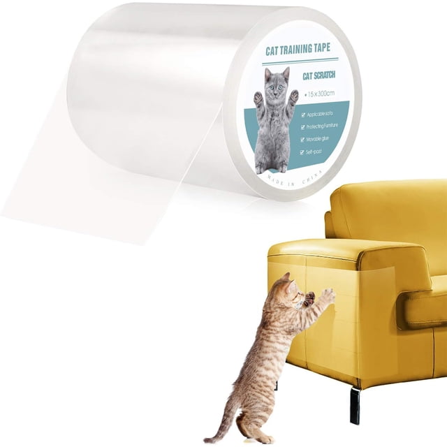Protecteur de Meubles Auto-Adhésif, Répulsif Transparent contre les Rayures de Chat, Adhésif Invisible Non Toxique pour une Installation Facile, Sans Résidu, Découpe Personnalisable pour Contours de Meubles (15X300cm)