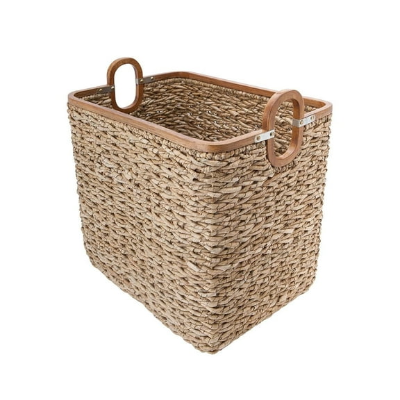 Kouboo Rectangular Handwoven Anson Storage Basket, Stackable Oval Laundry Baskets, Storage Totes For Throw Blankets, Bathroom, Bedroom, Living Room