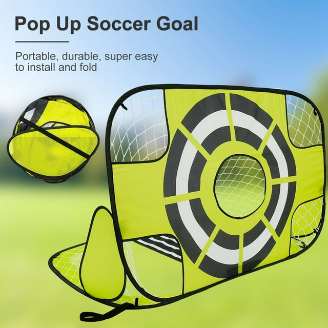 Pop Up Soccer Goal Set Portable Foldable Soccer Goal Net with Storage Bag Sturdy 210D Oxford Cloth Soccer Net for Kids Adults Pop Up Soccer Goal for Beach Backyard 120x80x80cm