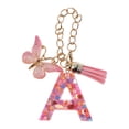 thumbnail image 1 of Ofertas Únicas 1 Pc Colgante de Letra A con Lentejuelas en Forma de Corazón y Borlas de Mariposa para Taza de Agua, Colgante de Metal Rosa y Resina, 1 of 5
