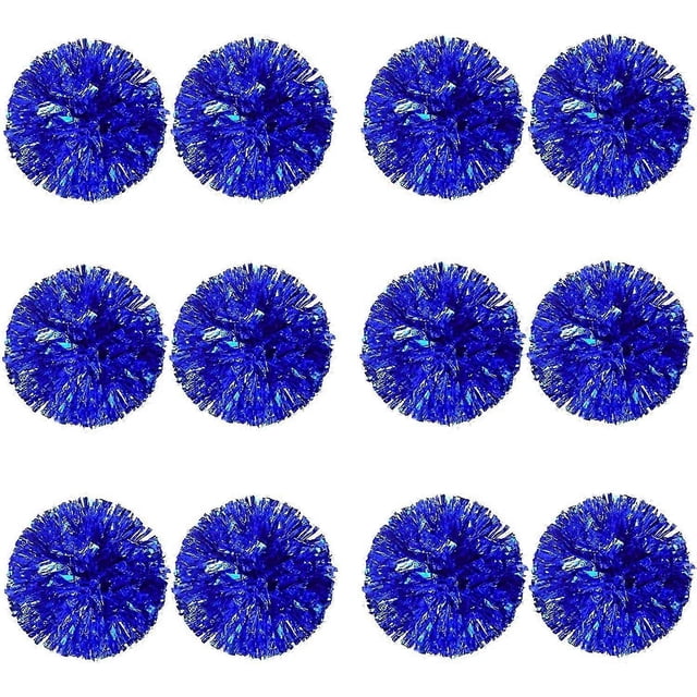 12pcs Cheerleading Pom Poms For Kids, Metallic Foil Plastic Ring Cheer Pom Poms For Boy
