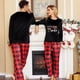 thumbnail image 4 of Pijama navideño a juego para parejas, puse un hombre de jengibre para Papá Noel, conjunto de pijama negro, 4 of 4
