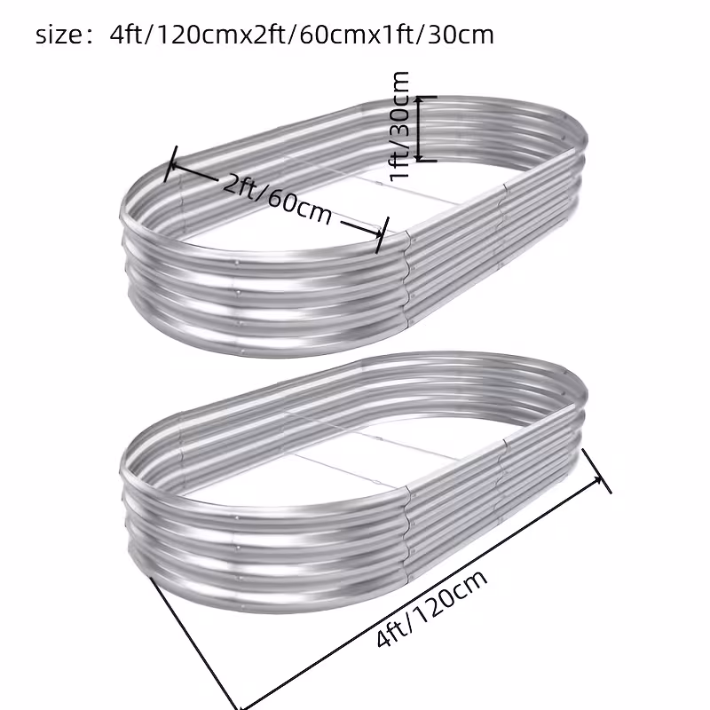 2-Pack Heavy-Duty Galvanized Oval Raised Planters, Large Outdoor Metal Garden Beds for Vegetables, Herbs & Fruits