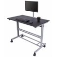 thumbnail image 2 of Stand Up Desk Store Rolling Adjustable Height Mobile Standing Desk with Monitor Mount (Silver Frame/Matte Black Top, 48" Wide), 2 of 4
