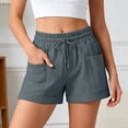 thumbnail image 2 of Afdoent Womens Shorts Linen Shorts Casual Summer Shorts High Waisted Comfy Pull On With Pockets 2026 Beach Vacation Clothes, 2 of 6