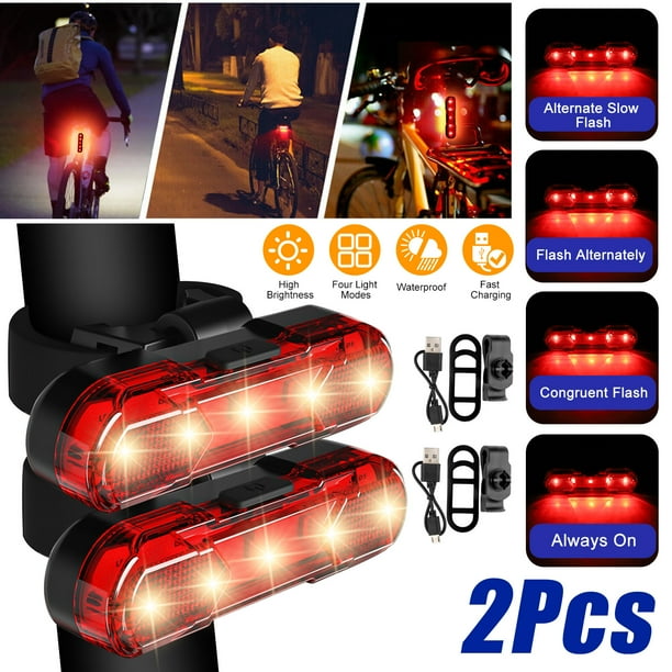 TSV 2/4 Pcs USB Rechargeable LED Bike Tail Lights, Bright Bicycle Rear